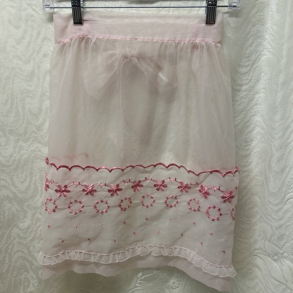Vintage Sheer Pink Mid-Century Apron ‎ 1950s Apparel Housewife Costume Grandma - Picture 4 of 7
